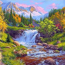 Схема вышивки «осень в горах»