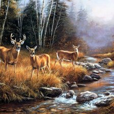 Схема вышивки «олени у ручья»
