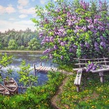 Схема вышивки «куст сирени»