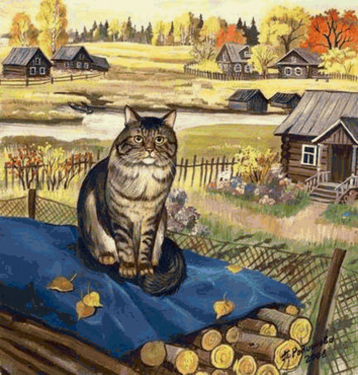 котик в деревне - деревня, кот, котик - предпросмотр