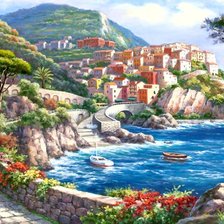 Схема вышивки «Пейзаж по картину Сунг Ким»