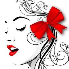 Схема вышивки «эскиз девушки с бантом в волосах»