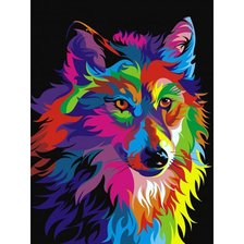 Схема вышивки «Радужный волк»