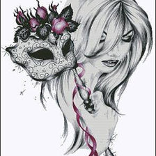 Схема вышивки «женщина с маской»