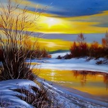 Схема вышивки «zachód w zimie»