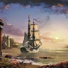 Схема вышивки «вечер на рейде»