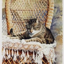 Схема вышивки «котик на стуле»