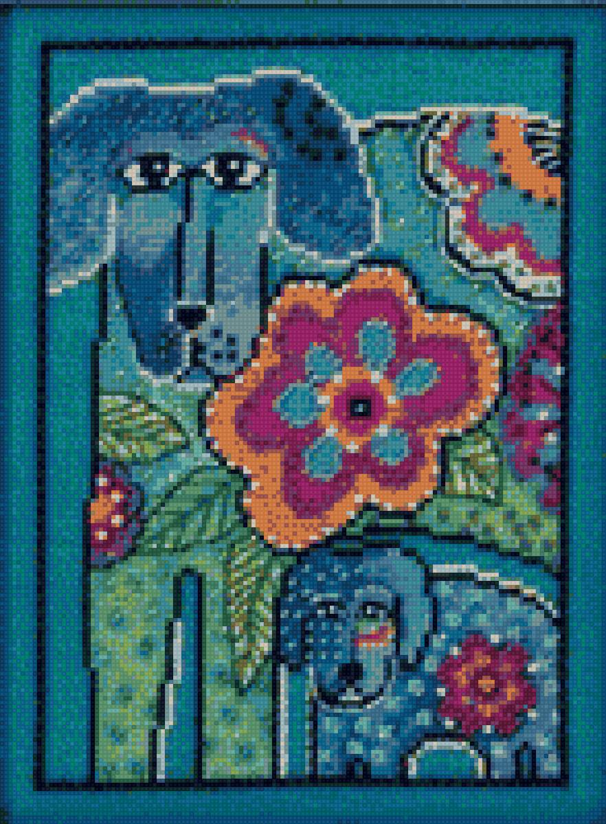 Собаки и цветок - цветок, собаки, скандинавия - предпросмотр