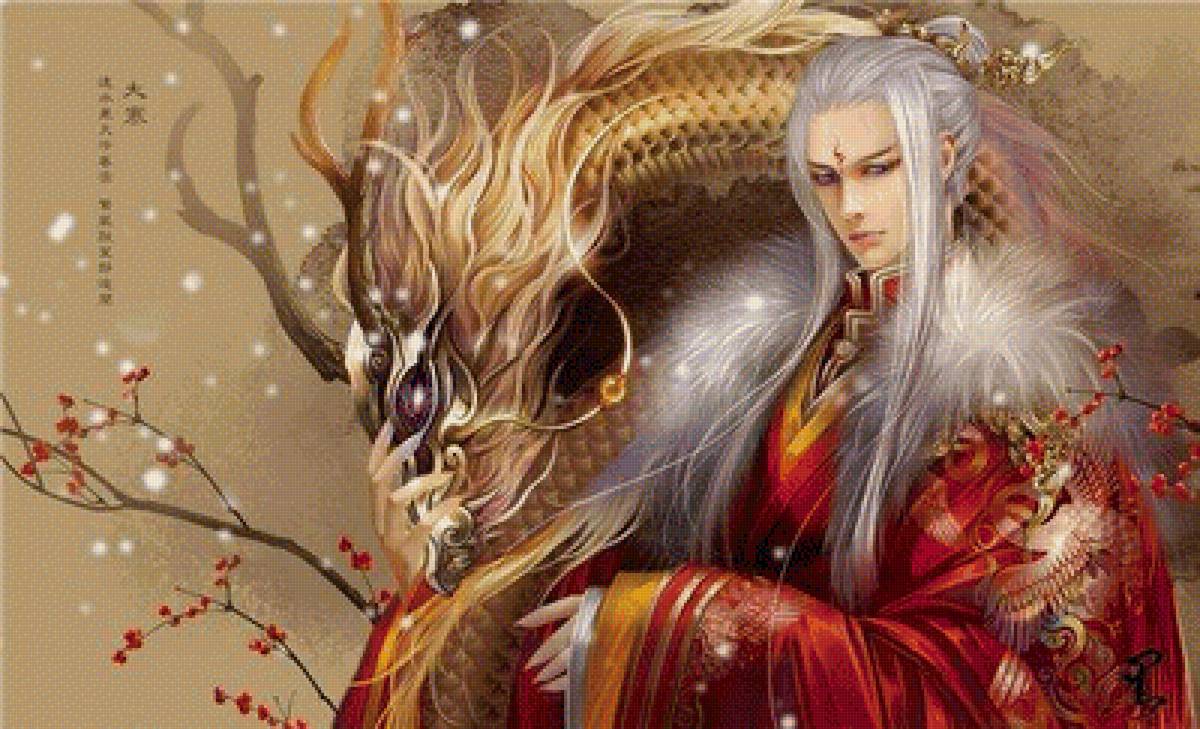 Восток - дракон, юноша, арт, аниме, фэнтези, восток - предпросмотр