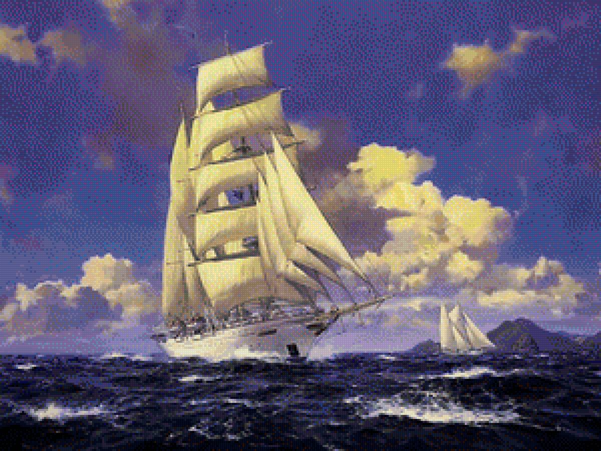 море, небо, корабль - предпросмотр