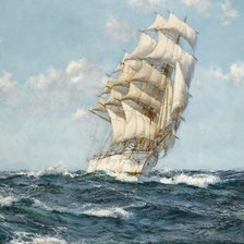 Схема вышивки «море, небо, корабль»