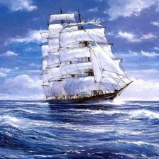 Схема вышивки «море, небо, корабль»