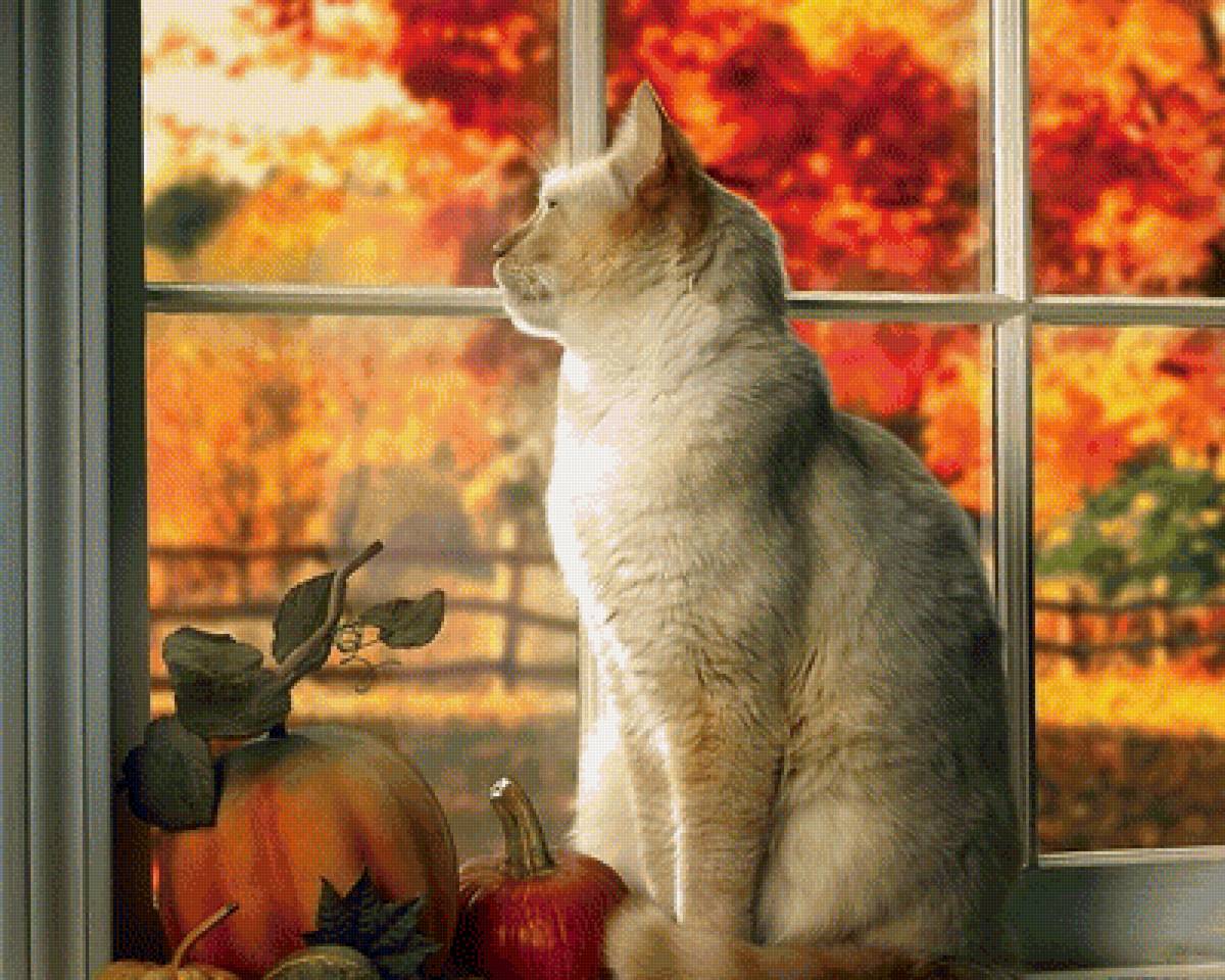 Кот - кот, арт, уют, осень дом - предпросмотр