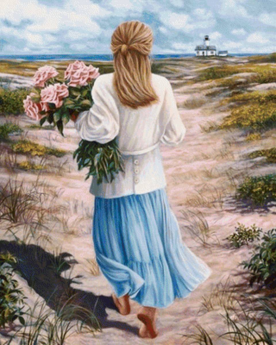 девушка с розами - девушка, цветы, природа - предпросмотр