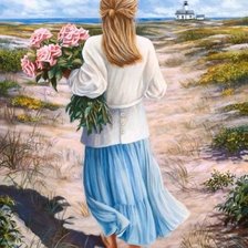 Схема вышивки «девушка с розами»