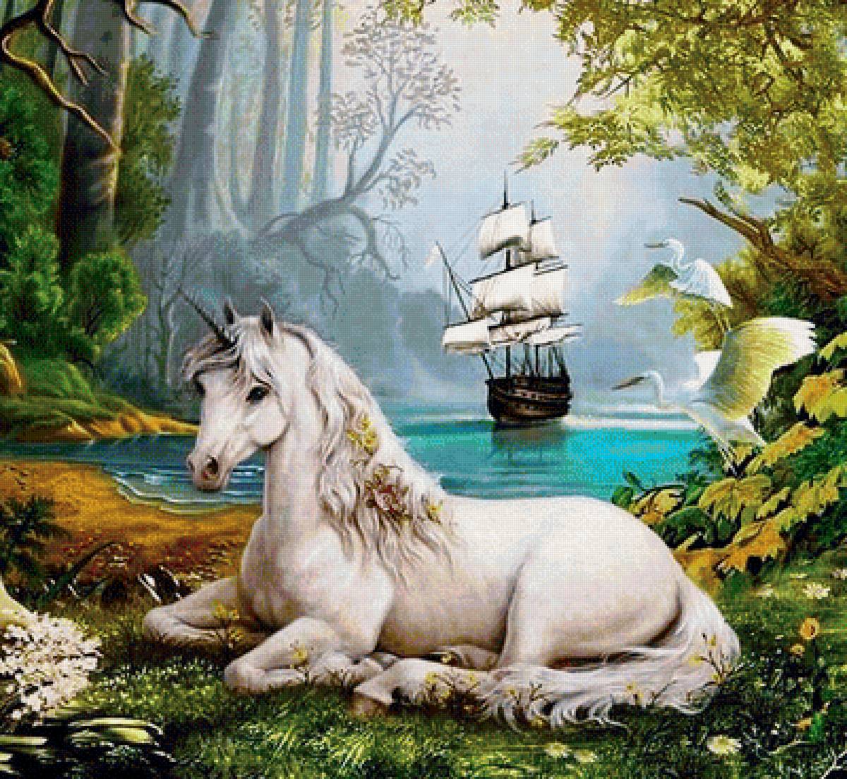 Мир животных - животное, лошадь, джунгли, корабль, единорог, природа - предпросмотр
