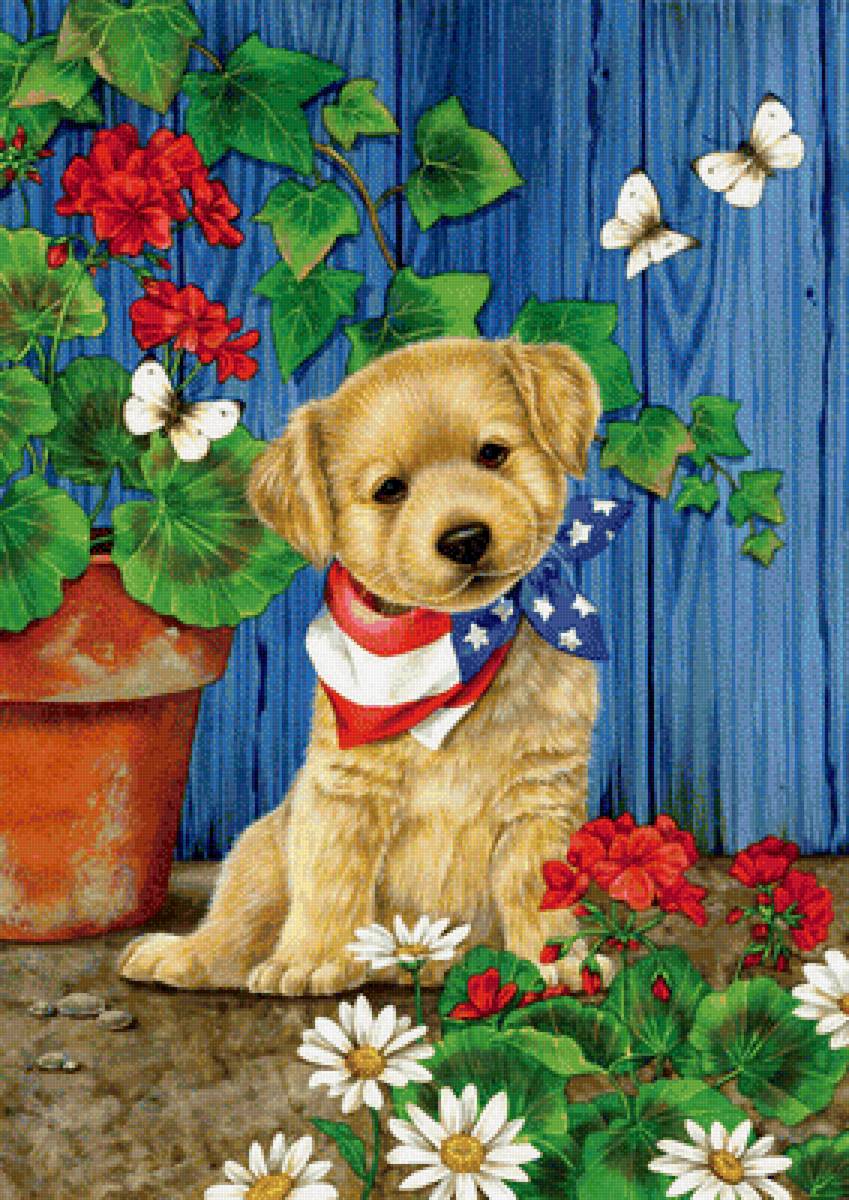 Мир животных - собака, щенок, животное, арт - предпросмотр