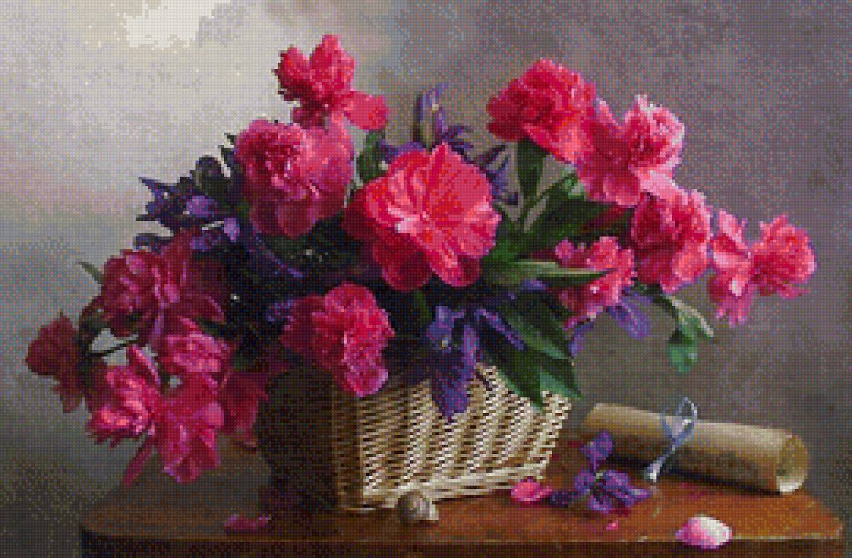 Корзинка с цветами - цветы, корзина - предпросмотр