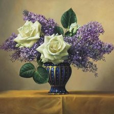 Схема вышивки «Художник Питер Вагеманс. Розы и сирень»