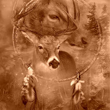 Художник Carol Cavalaris. Олени - сепия