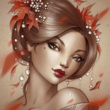 девушка осень