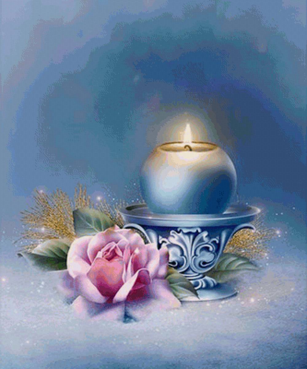 свеча - композиция, свеча, цветы - предпросмотр