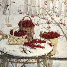 Схема вышивки «ягоды зимой»