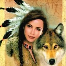 Схема вышивки «Волк и девушка»