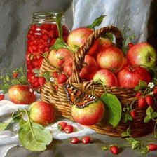 Схема вышивки «Натюрморт с яблоками»