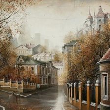 Схема вышивки «осенние улочки»