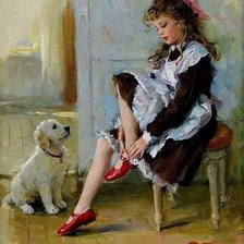 Схема вышивки «dziewczynka z psem»