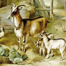 Схема вышивки «Коза с козлятами»