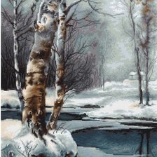 Схема вышивки «зимние березы»