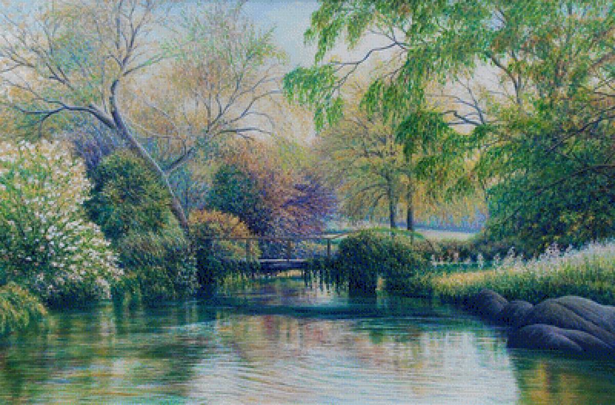 Художник дэвид хоуэлл. Пейзаж. - парк. пейзаж, пруд, живопись. - предпросмотр