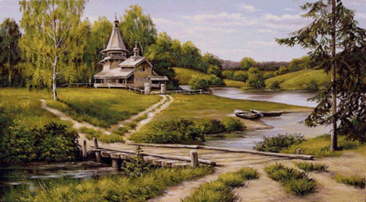 церквушка у реки - предпросмотр