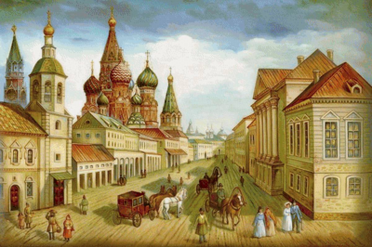 Федоскинская миниатюра - старый город - предпросмотр