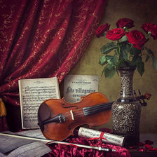 Схема вышивки «Розы и скрипка»