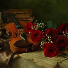 Схема вышивки «Скрипка и розы»