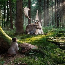 Схема вышивки «девочка в лесу»