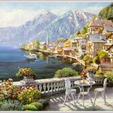 Схема вышивки «Сэм Сун Парк Шале на берегу озера»