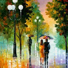 Схема вышивки «Вечерняя прогулка Афремова под дождем»