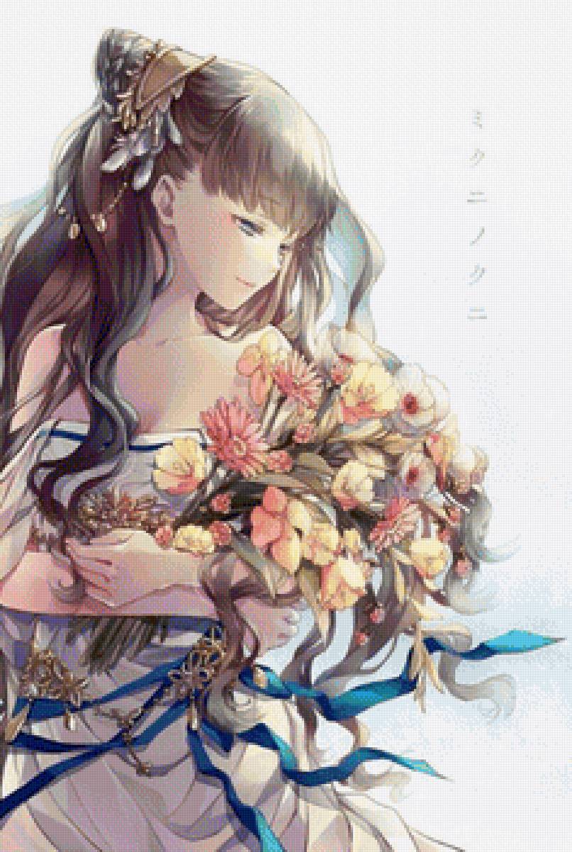 Цветочница - аниме, девушка - предпросмотр