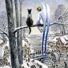 Схема вышивки «Ангелл и кот.»