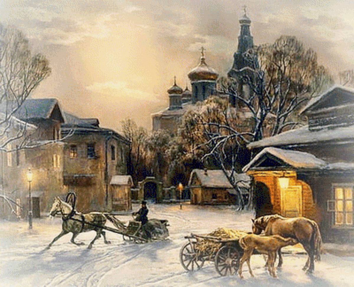 зима в провинции - природа, пейзаж, картина, зима - предпросмотр