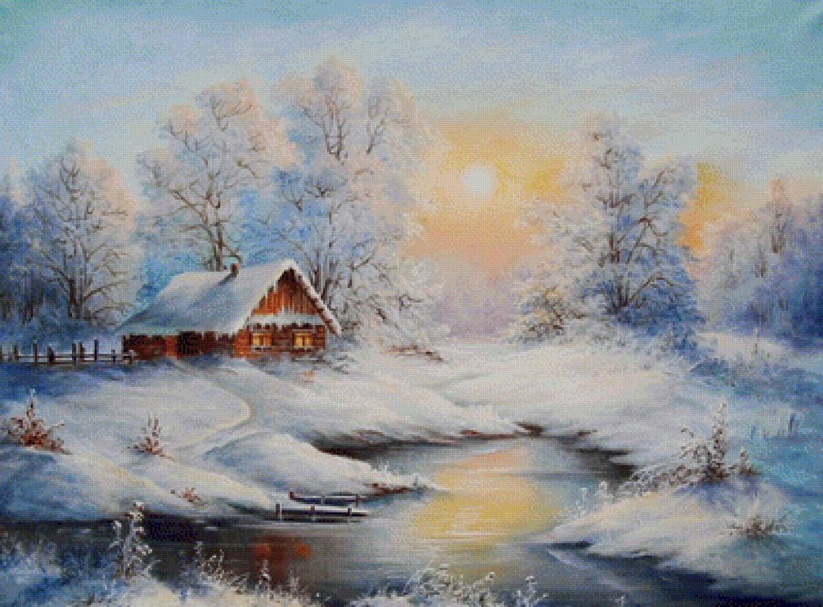 zimowy zachód słońca - предпросмотр