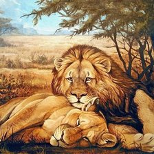 Схема вышивки «Львиная пара»