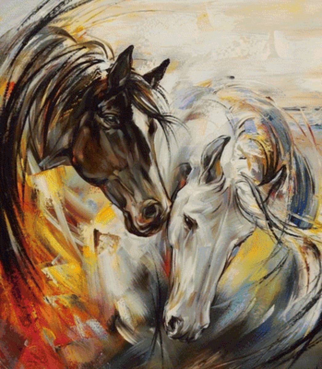 лошади - картина, лошади - предпросмотр