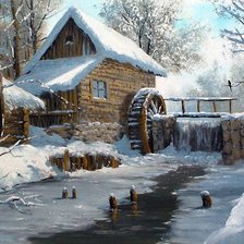 Схема вышивки «Młyn wodny zimą»