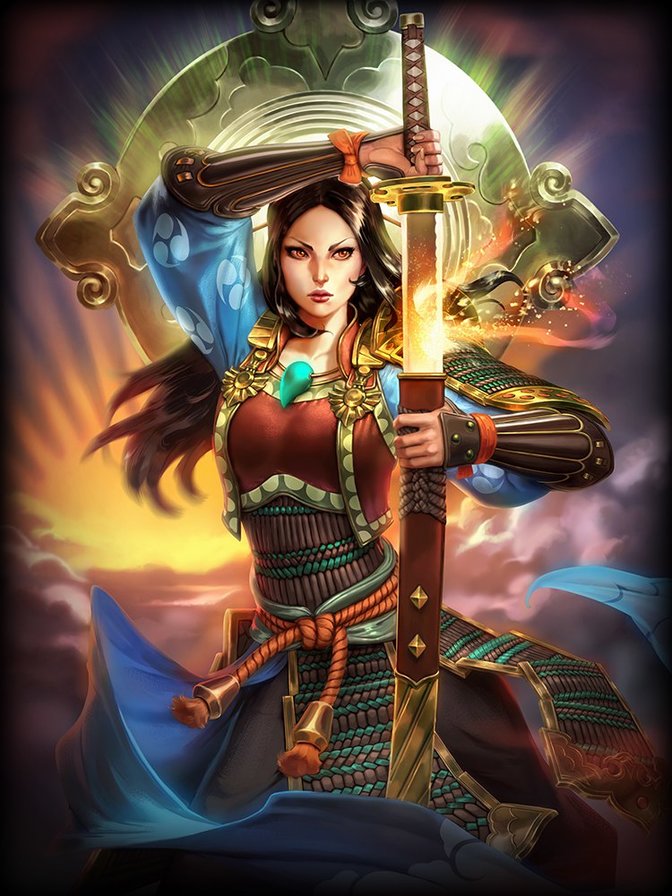 Воительница - воительница, солнце, япония, аматерасу, мифология, игры - оригинал