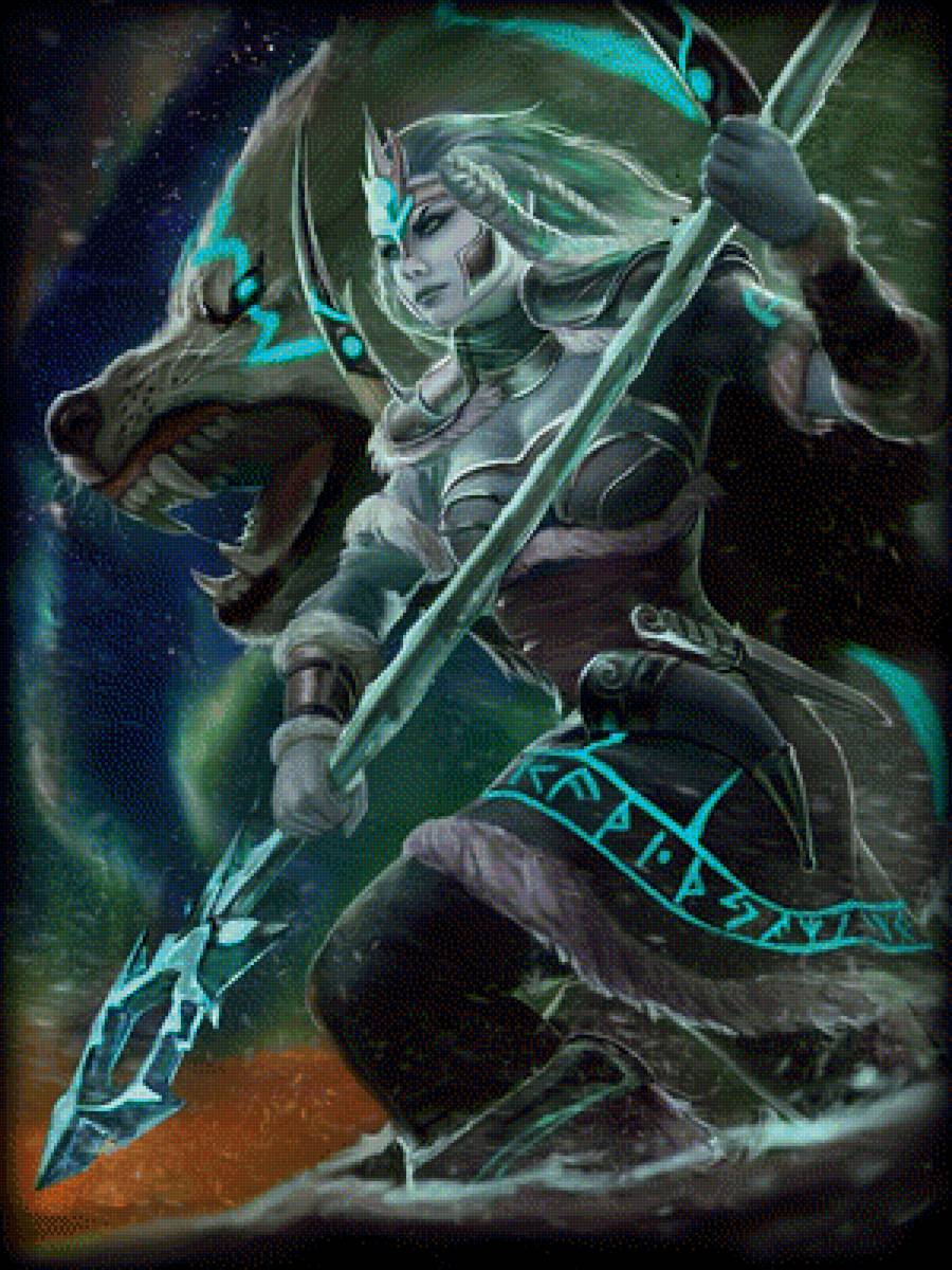 Скади - скандинавия, волк, мифология, скади, копье, зима - предпросмотр